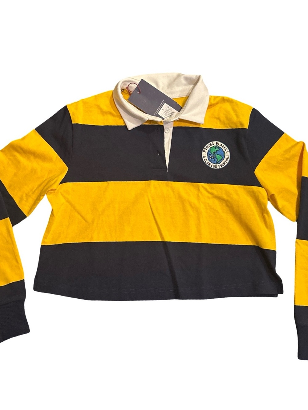 Rowing Blazers Yellow & Blue Striped Rugby Polo NWT